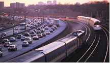 Cars/Trains on Freeway