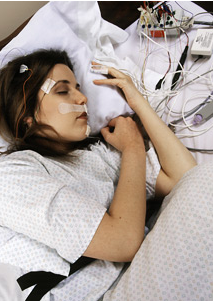 Woman Sleep with Monitors