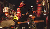 Picture firefighters at night