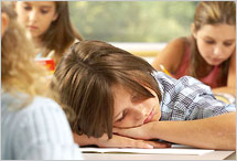 Child napping in school
